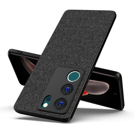 Mobizang Soft Full Fabric Protective Back Case Cover for Vivo V29 (5G) / Vivo V29 Pro (5G) | Shockproof Slim Hard Anti Slip Back Case (Black)