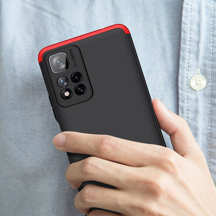 Double Dip Full 360 Protection Back Case Cover for Xiaomi 11i HyperCharge (Red , Black)