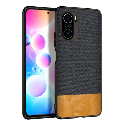 Soft Fabric & Leather Hybrid for Xiaomi Mi 11X Pro / Mi 11X  Back Cover, Shockproof Protection Slim Hard Back Case (Black,Brown)