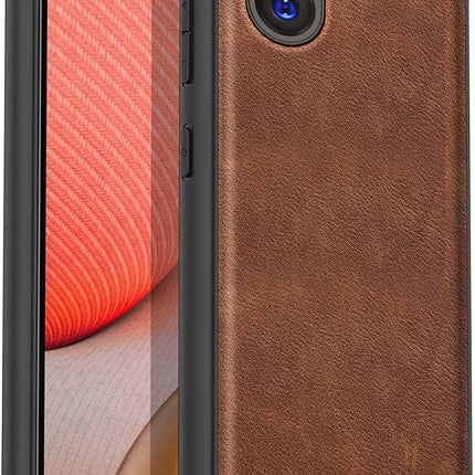 Mobizang Tux Leather Back Cover for Vivo V29E | Slim Shockproof Camera Protection Bumper Case (Brown)