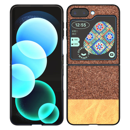 KAPA Soft Fabric & Leather Hybrid Protective Back Cover for Samsung Galaxy Z Flip 5 | Shockproof Slim Hard Anti Slip Back Case (Brown)