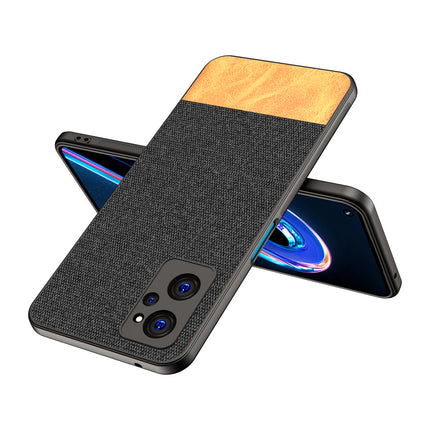 Soft Fabric & Leather Hybrid Protective Case Cover for Realme 9i (Black ,Brown)