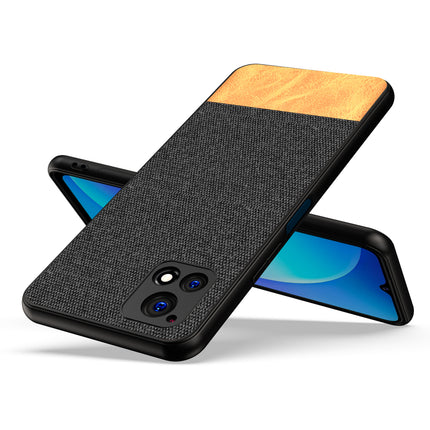Soft Fabric & Leather Hybrid Protective Case Cover for Vivo Y72 (5G) (Black,Brown)