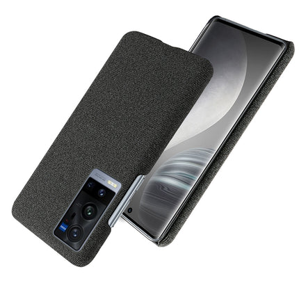 Woven Soft Fabric Case for Vivo X60 Pro Plus Back Cover, Shock Protection Slim Hard Anti Slip Back Cover (Black)