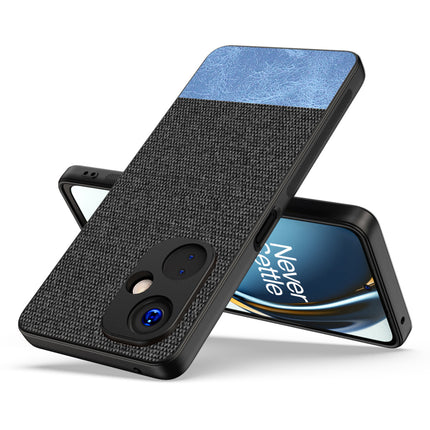Mobizang Soft Fabric & Leather Hybrid Protective Case Cover for OnePlus Nord CE 3 Lite | Shockproof Slim Hard Anti Slip Back Case (Black,Blue)