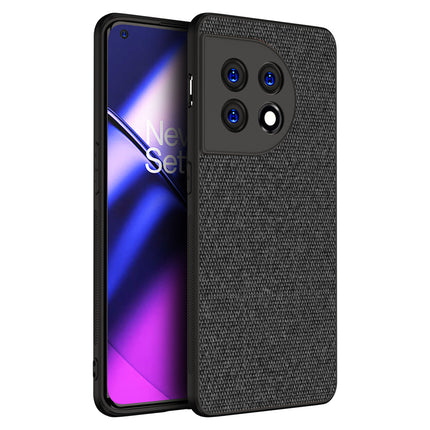 Mobizang Soft Full Fabric for OnePlus 11 Back Cover | Shockproof Slim Hard Anti Slip Back Case (Black)