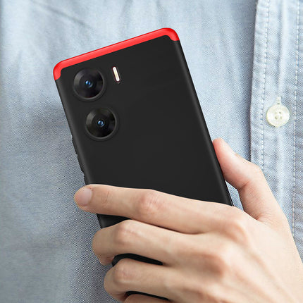 Mobizang Double Dip Full 360 Protection Back Case Cover for Vivo V29E (Red , Black)