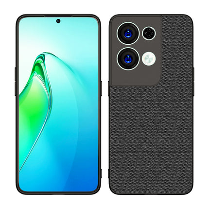 Mobizang Soft Fabric Hybrid Protective Back Case Cover for Oppo Reno 8 PRO (5G) (Black)