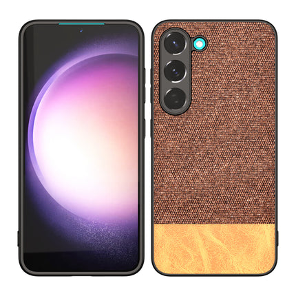 Mobizang Soft Fabric & Leather Hybrid for Samsung Galaxy S23 Plus Back Cover | Shockproof Hybrid Slim Hard Anti Slip Back Case (Brown)