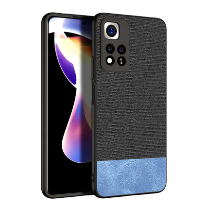 Soft Fabric & Leather Hybrid Protective Case Cover for Xiaomi 11i HyperCharge (Black,Blue)