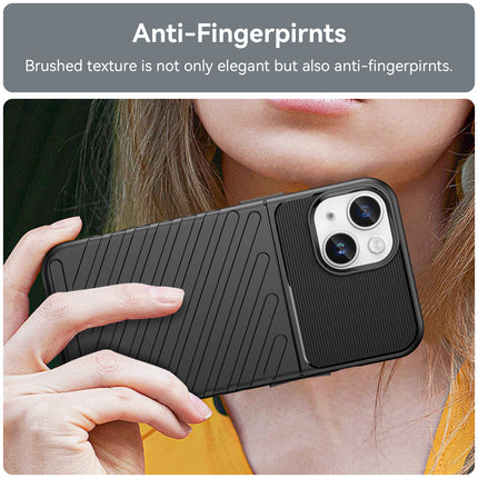 Mobizang Thunder Protective Flexible Back Cover for Apple iPhone 15 Plus | Slim Anti Slip Rugged TPU Shockproof Full Body Bumper Case (Black)