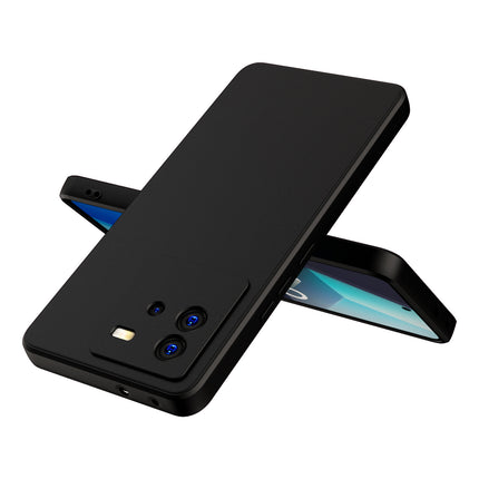 Mobizang Matte Lens Protective Shockproof Flexible Back Cover for IQOO Neo 6 (5G) ,Slim Silicone with Soft Lining Shockproof Flexible Full Body Bumper Case (Black)