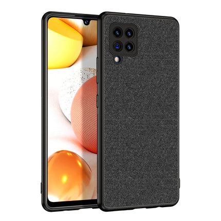 Soft Fabric Hybrid for Samsung Galaxy M42 (5G) Back Cover, Shockproof Protection Slim Hard Back Case (Black)
