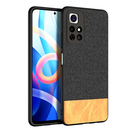 Soft Fabric & Leather Hybrid Protective Case Cover for Redmi Note 11T (5G) (Black,Brown)
