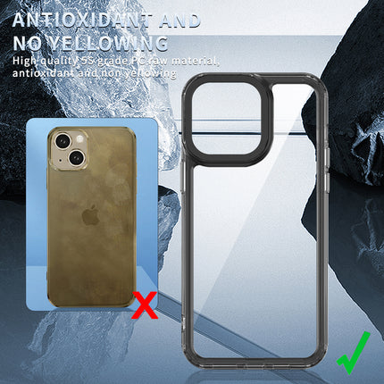 Mobizang Warrior Acrylic Clear Back Cover For Apple iPhone 15 | Slim Shockproof [Military Grade Protection] Hybrid Bumper Case (Black Sides)