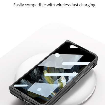 Mobizang Shockproof Protective Band Back Cover for OnePlus Open | Wrist Strap , Ring , Kickstand and Inbuilt Screen Tempered Glass Case, Black