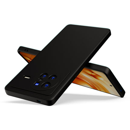 Matte Lens Protective Shockproof Flexible Back Cover for Vivo X80, Slim Silicone with Soft Lining Shockproof Flexible Full Body Bumper Case (Black)