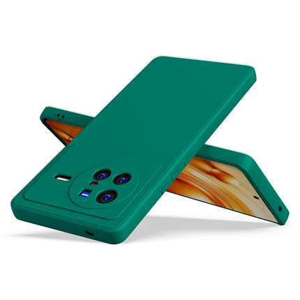Matte Lens Protective Shockproof Flexible Back Cover for Vivo X80, Slim Silicone with Soft Lining Shockproof Flexible Full Body Bumper Case (Green)