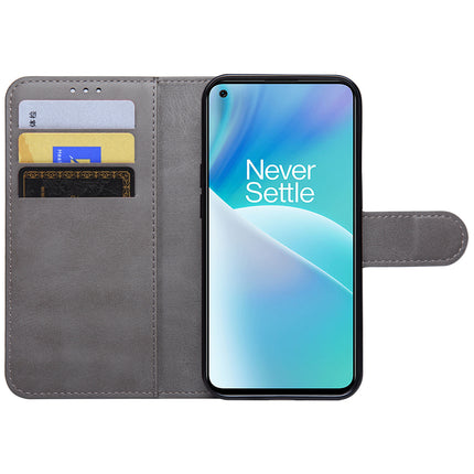 Mobizang Prime Slim Magnetic Flip Cover for OnePlus Nord 2T | PU Leather Shockproof Folio Case with Card Holders RFID Blocking Kickstand (Grey)