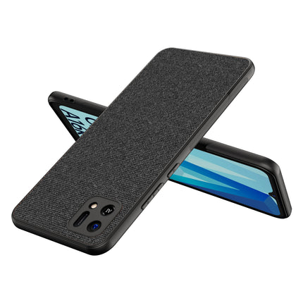 Soft Fabric Hybrid Protective Back Case Cover for Oppo A16K (Black)