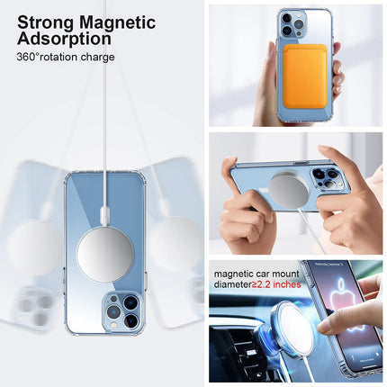 Mag Back Cover for iPhone 13 Pro (6.1 inch) , Clear Magnetic Case Compatible with Magsafe , Slim Shockproof  Hard Back Cover Soft Edges