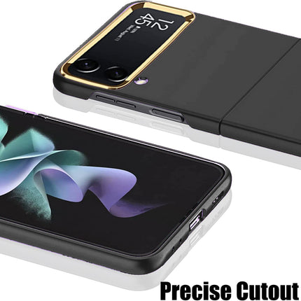 Mobizang Ultra Thin PC Back with Gold Ring for Galaxy Z Flip 4 - Black