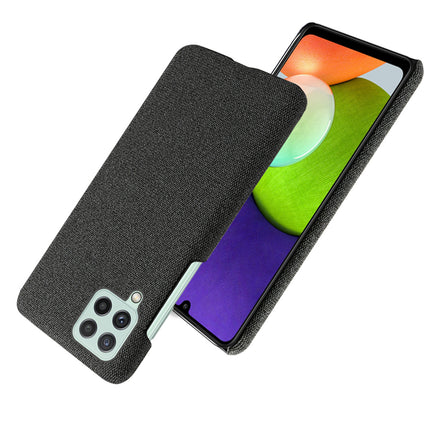Woven Soft Fabric Case for Samsung Galaxy A22 (4G) Back Cover, Shock Protection Slim Hard Anti Slip Back Cover (Black)
