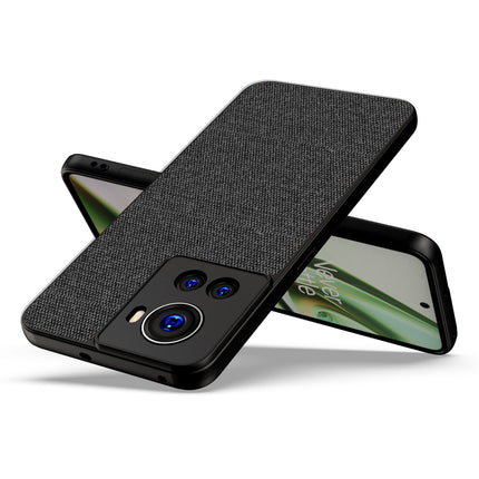 Soft Fabric Hybrid Protective Back Case Cover for Oneplus 10R (Black)