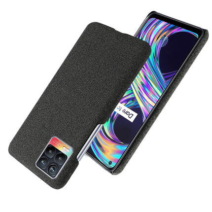 Woven Soft Fabric Case for Realme 8 Pro / Realme 8 (4G) Back Cover, Shock Protection Slim Hard Anti Slip Back Cover (Black)