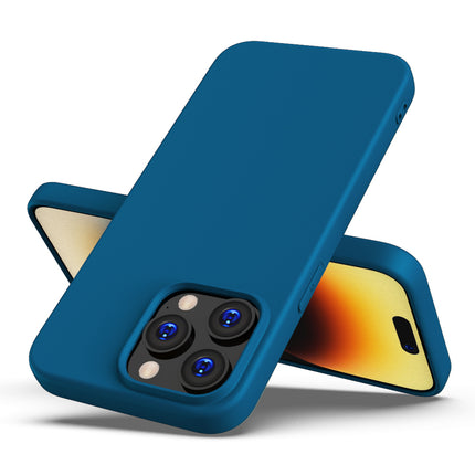 Mobizang Matte Protective Lens Flexible Back Cover for Apple iPhone 15 Pro Max | Slim Silicone with Soft Lining Shockproof Full Body Bumper Case (Blue)
