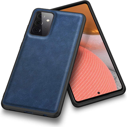 Tux Back Case for Samsun Galaxy A72 , Slim Leather Case with Soft Edge Shockproof Back Cover (Blue)
