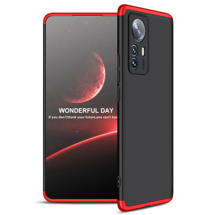 Mobizang Double Dip Full 360 Protection Back Case Cover for Redmi Note 12 Pro (Red , Black)