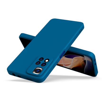 Matte Lens Protective Back Cover for Xiaomi 11i / 11i Hypercharge , Slim Silicone with Soft Lining Shockproof Flexible Full Body Bumper Case (Blue)