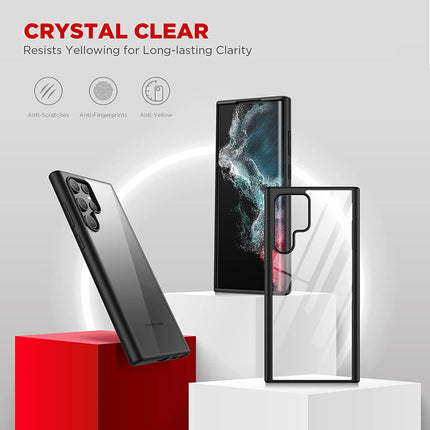 Hawkeye Clear Back Cover for Samsung Galaxy S22 Ultra , Camera Lens Protector Shockproof Slim Clear Case Cover (Black)
