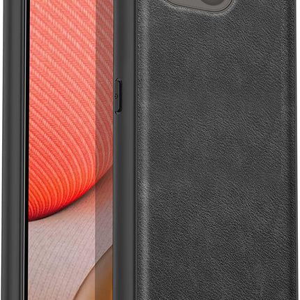 Mobizang Tux Leather Back Cover for Apple iPhone 15 Plus | Slim Shockproof Camera Protection Bumper Case (Black)