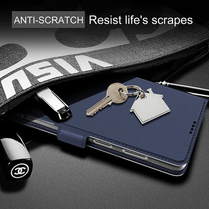 Mobizang Noble Slim Magnetic Leather Flip Case Cover for Samsung Galaxy S23 ,Card Holder Stand Leather Flip Wallet Case (Blue)