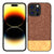 Mobizang Soft Fabric & Leather Hybrid Protective Back Cover for Apple iPhone 15 Pro Max | Shockproof Slim Hard Anti Slip Back Case (Brown)