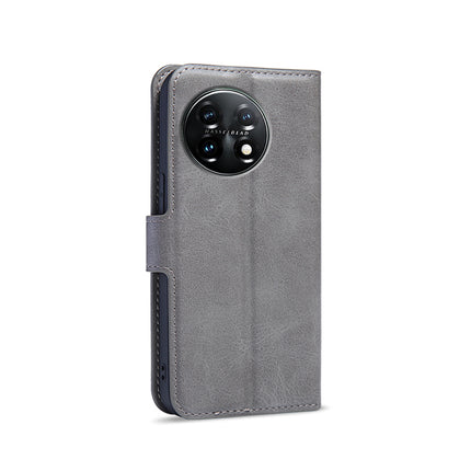 Mobizang Prime Slim Magnetic Flip Cover for OnePlus 11 | PU Leather Shockproof Folio Case with Card Holders RFID Blocking Kickstand (Grey)