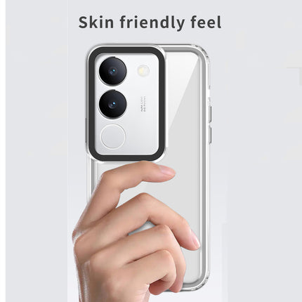 Mobizang Warrior Acrylic Clear Back Cover For Vivo V29 (5G) / Vivo V29 Pro (5G) | Slim Shockproof [Military Grade Protection] Hybrid Bumper Case (Transparent Sides)
