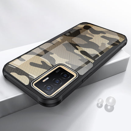Mobizang Beetle Camouflage V2 for Vivo V23E (5G) Back Cover , [Military Grade] Shockproof Slim Camera Ring Hybrid Case (Black)