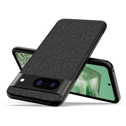 Mobizang Soft Full Fabric Protective Back Case Cover for Google Pixel 8 | Shockproof Slim Hard Anti Slip Back Case (Black)