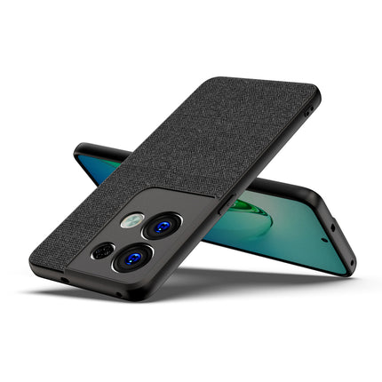 Mobizang Soft Fabric Hybrid Protective Back Case Cover for Oppo Reno 8 PRO (5G) (Black)
