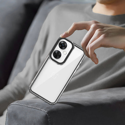 Mobizang Warrior Acrylic Clear Back Cover For OnePlus Nord CE 3 LITE | Slim Shockproof [Military Grade Protection] Hybrid Bumper Case (Black Sides)