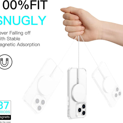Mobizang Clear Magnetic Back Cover for Apple iPhone 15 Pro , Compatible with MagSafe | [Military Grade Protection] Shock Proof Slim Hybrid Bumper Case