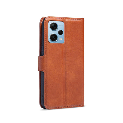 Mobizang Prime Slim Magnetic Flip Cover for Redmi Note 12 Pro Plus (5G) | PU Leather Shockproof Folio Case with Card Holders RFID Blocking Kickstand (Brown)