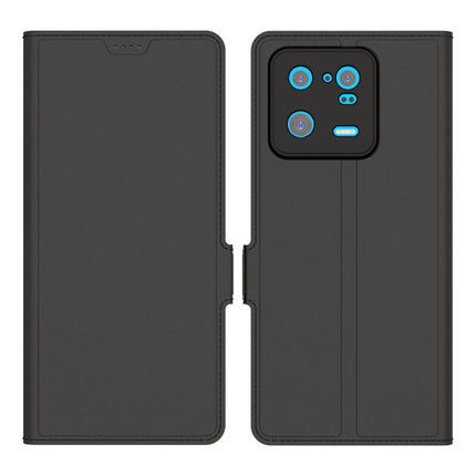 Mobizang Noble Slim Magnetic Leather Flip Case Cover for Xiaomi 13 Pro (5G) | Card Holder Stand Leather Flip Wallet Case (Black)