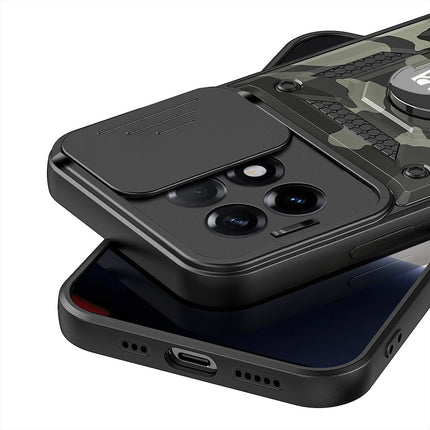 Mobizang Tank Back Cover for OnePlus 11R | Inbuilt Ring + Slider Shockproof Lens Protection Case (Black)