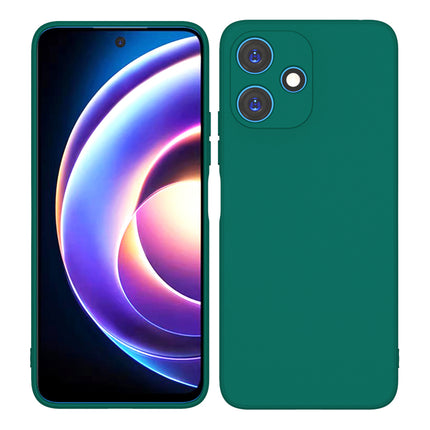 Mobizang Matte Protective Lens Flexible Back Cover for Redmi 12 (5G) / Poco M6 Pro (5G) | Slim Silicone with Soft Lining Shockproof Full Body Bumper Case (Green)