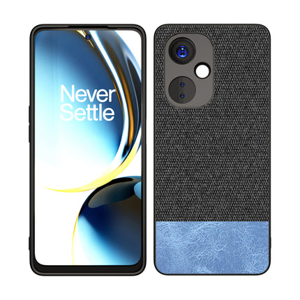 Mobizang Soft Fabric & Leather Hybrid Protective Case Cover for OnePlus Nord CE 3 Lite | Shockproof Slim Hard Anti Slip Back Case (Black,Blue)