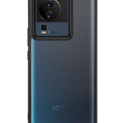 Mobizang Shield Frosted Acrylic Back Shock Proof Case Cover for Iqoo Neo 7 (Black)